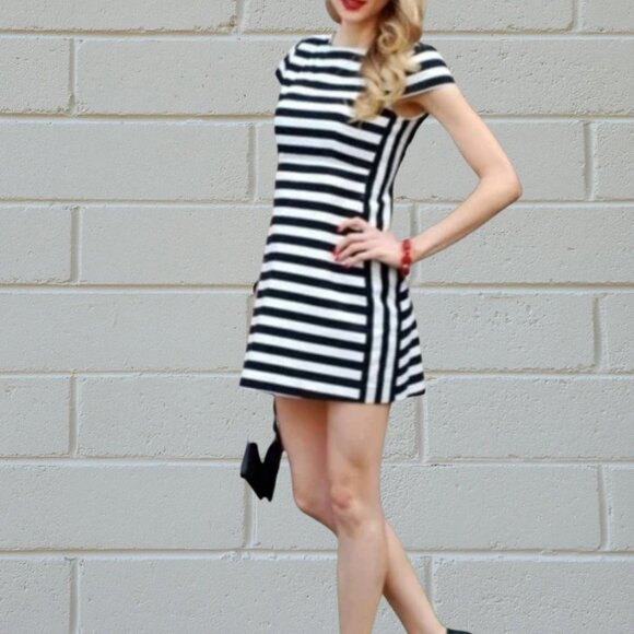 Zara Black and White A-Line Mini Dress - Picture 1 of 7
